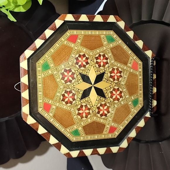 Vintage Octagonal Inlaid Wood Trivet/Wall Decor - Picture 1 of 5